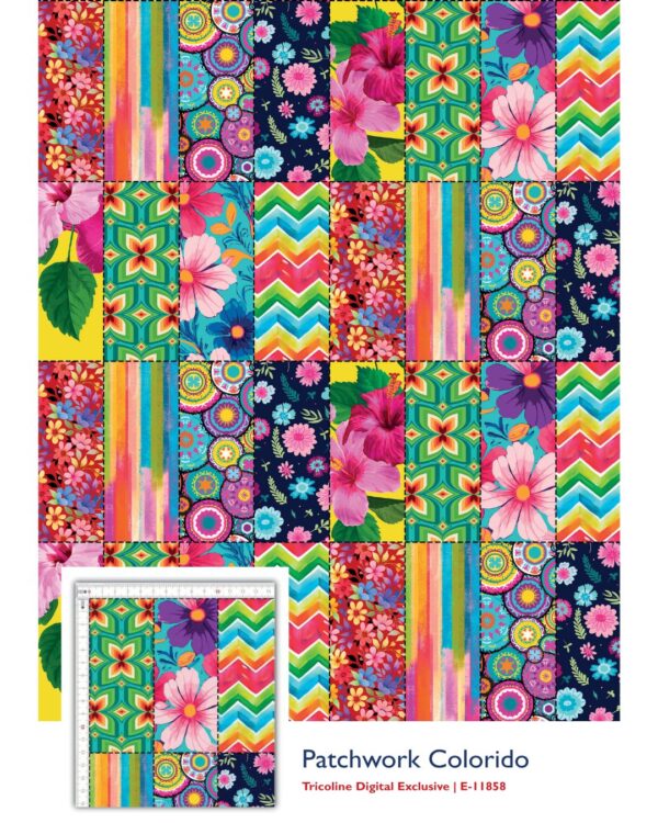 TRICOLINE DIGITAL - COLEÇÃO PATCHWORK COLORIDO